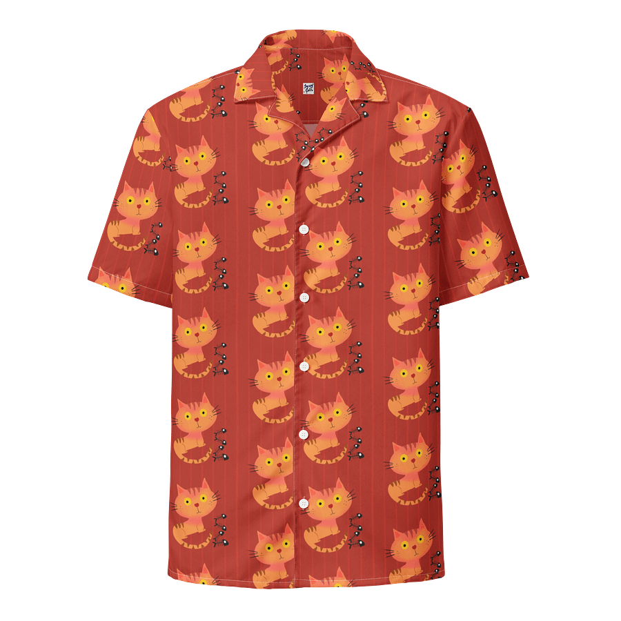 Feasting Ginger Kitty Button-Down Hawaiian Shirt - Pumpkin product image (1)