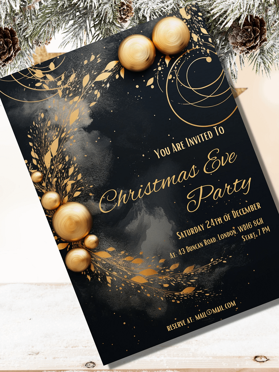 Luxury Christmas Eve Party Invitation | Editable in Canva | Christmas Party Printable | Holiday Party Invitation Template | Link to Canva product image (5)