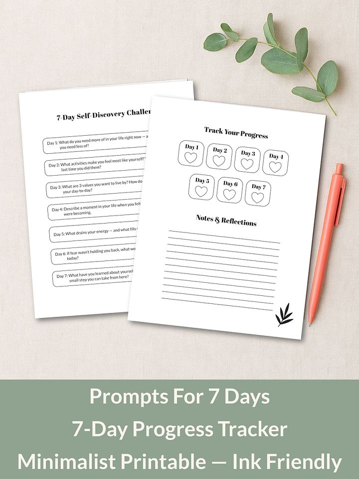 Self-Reflection & Inner Growth Bundle 7-Day Challenges Printable product image (2)