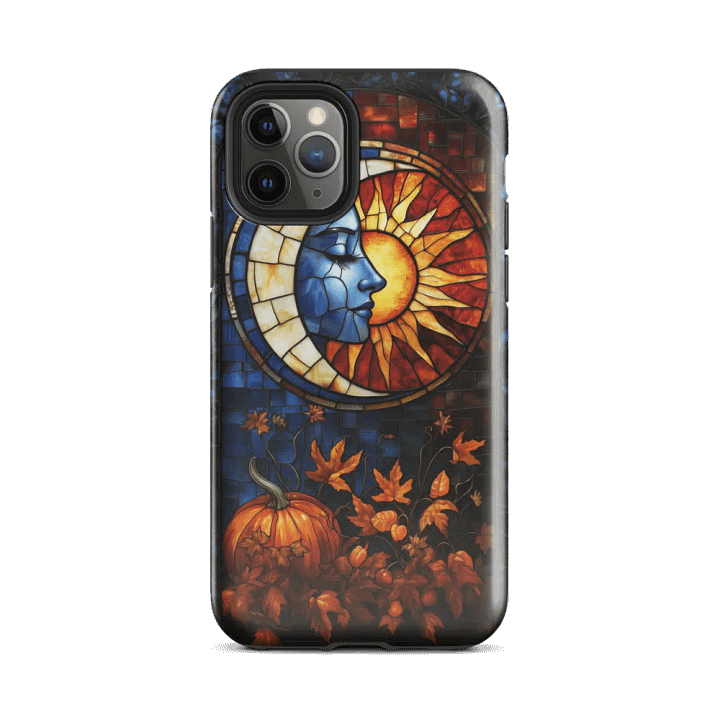 Celestial Sun & Moon with Fall Pumpkin, Stained Glass Effect - Tough Phone Case product image (2)