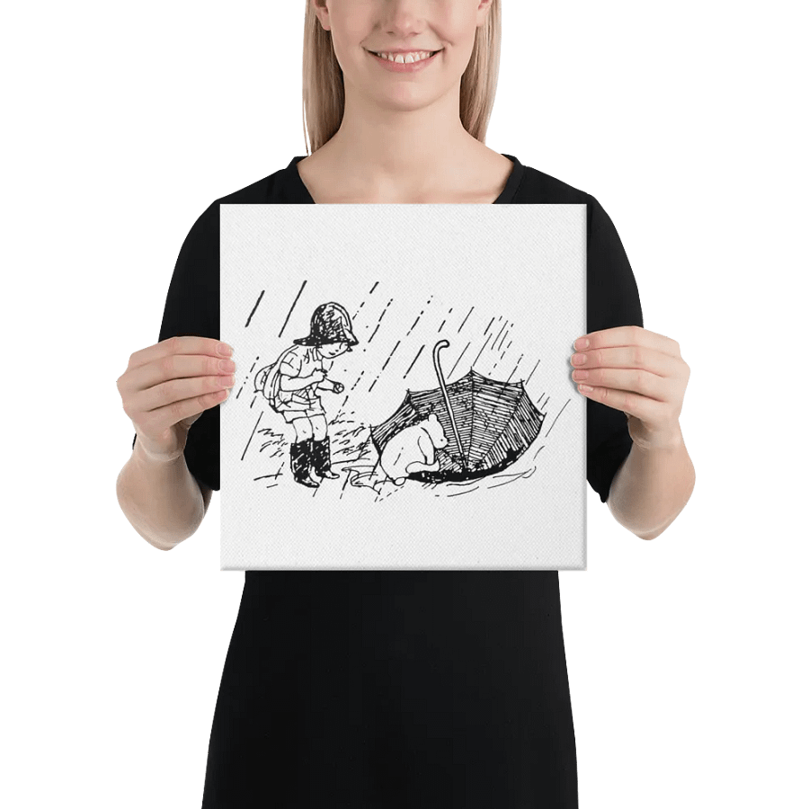 Christopher Robin and Pooh in the Rain Canvas Artwork product image (3)