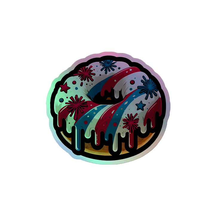 4th of July Donut Holographic Sticker product image (2)