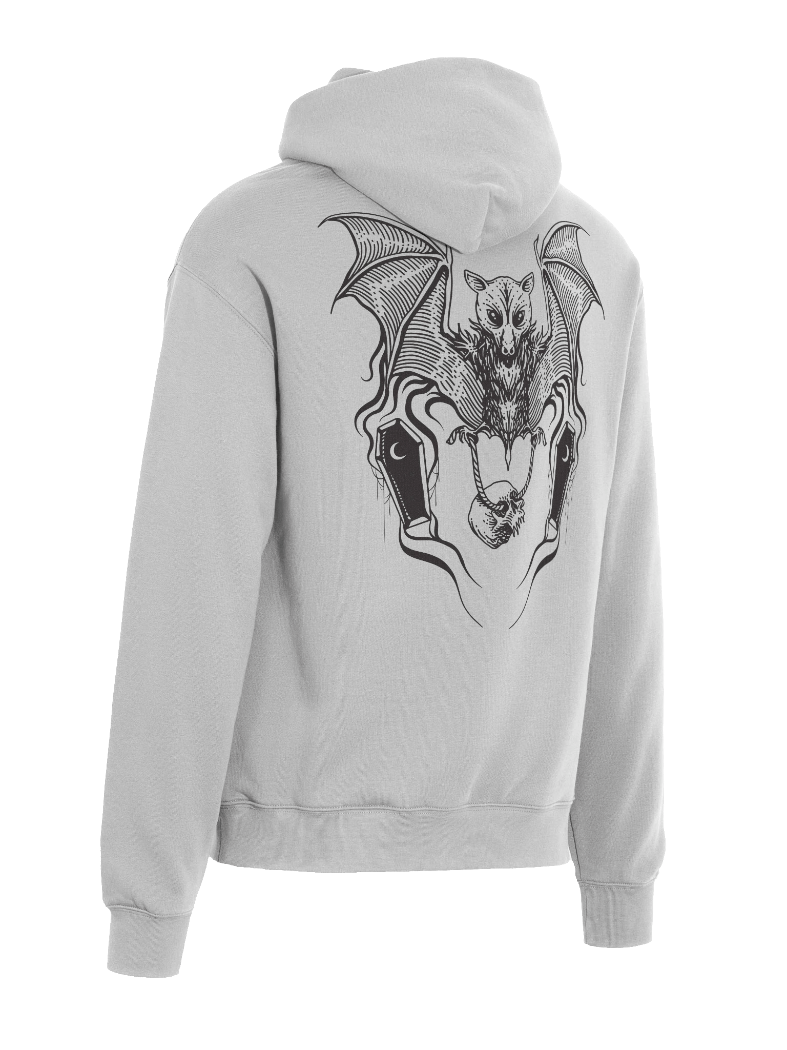 Grey Gothic Bat and Skull Oversized Hoodie product image (6)