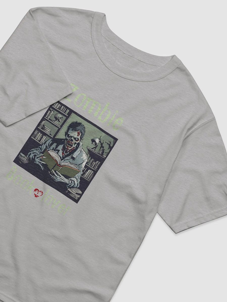 Zombie Book Lover Man Relaxed Grey T-shirt product image (4)