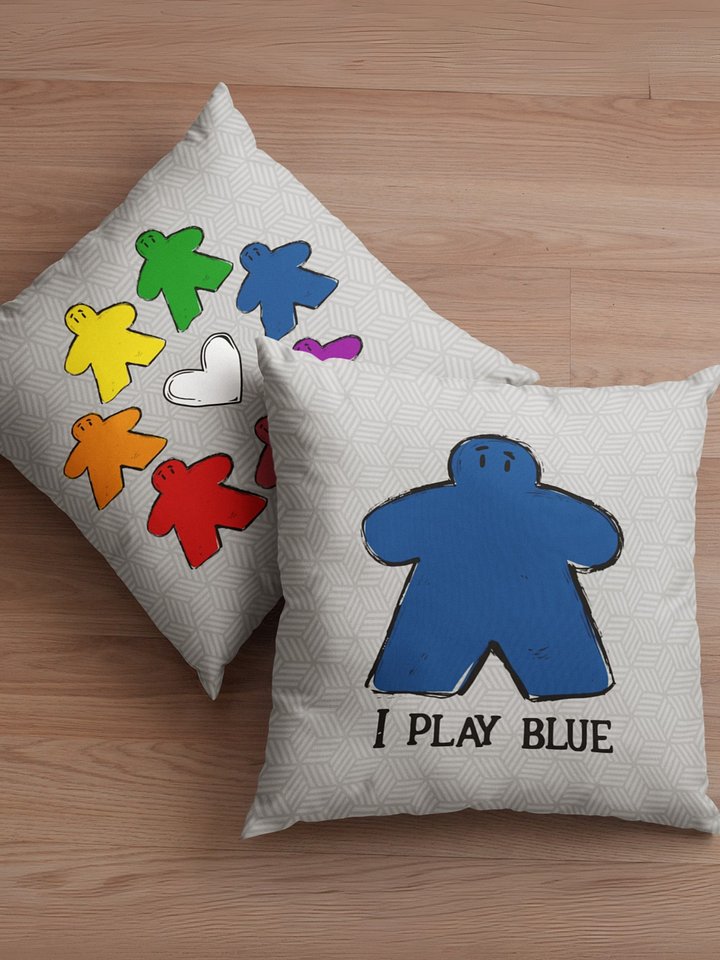 I Play Yellow Meeple Rainbow Pillow product image (1)