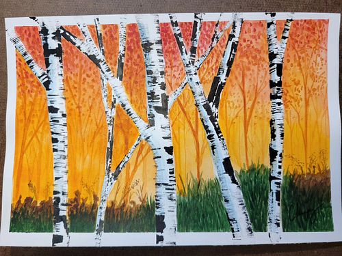 #watercolor and #ink painting of a scene with #birch trees. I was really happy with how it came out 
.
.
#art #artistsoninsta...
