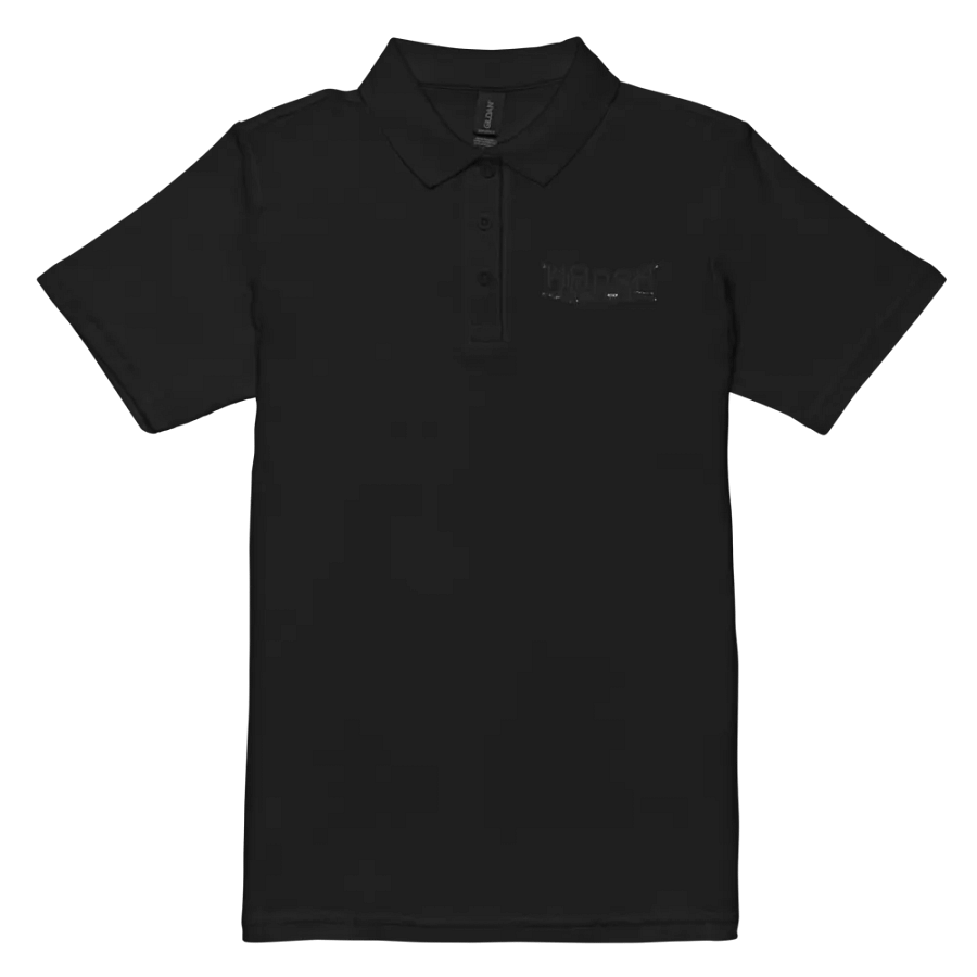 Women's Pique Polo Shirt - Embroidered - Black HApex Gear White Logo product image (2)