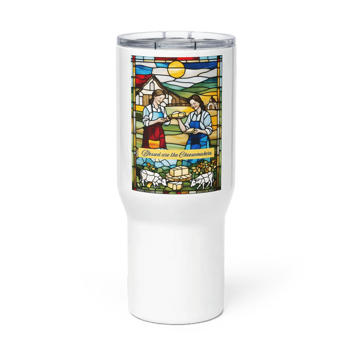 Blessed are the Cheesemakers Stainless Steel travel mug with handle #04 product image (3)