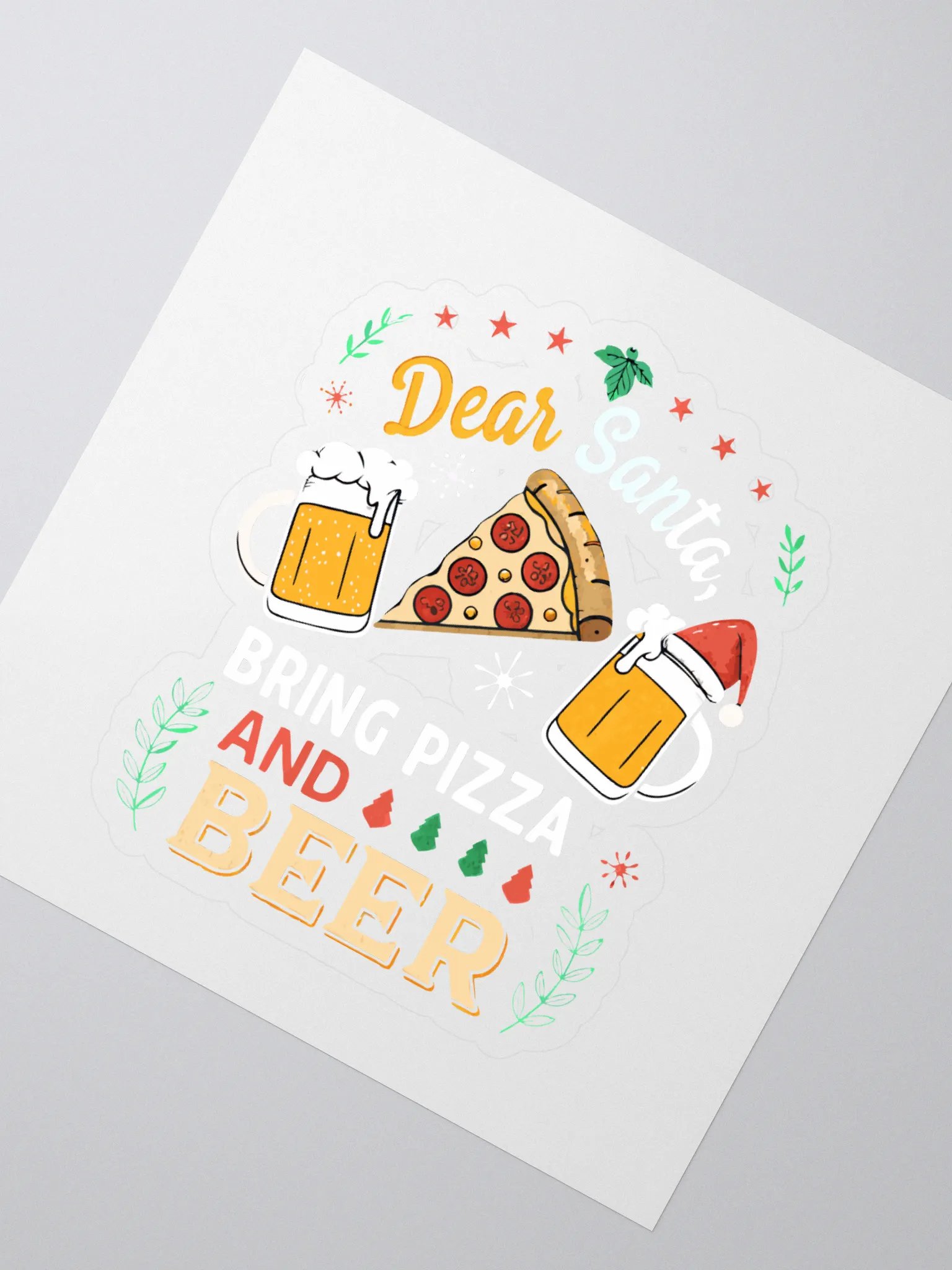 Dear Santa Bring Pizza and Beer Kiss Cut Stickers - Cotton Craze Logo product image (2)