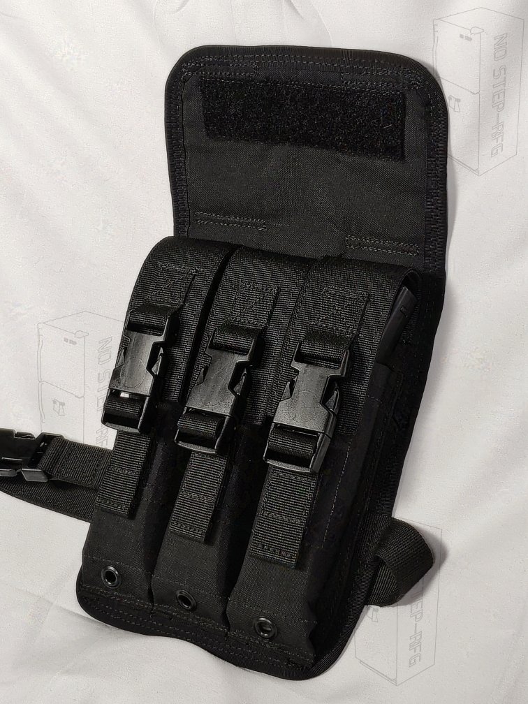 'Ready to ship' Drop leg triple MP5 Pouch, Black product image (1)