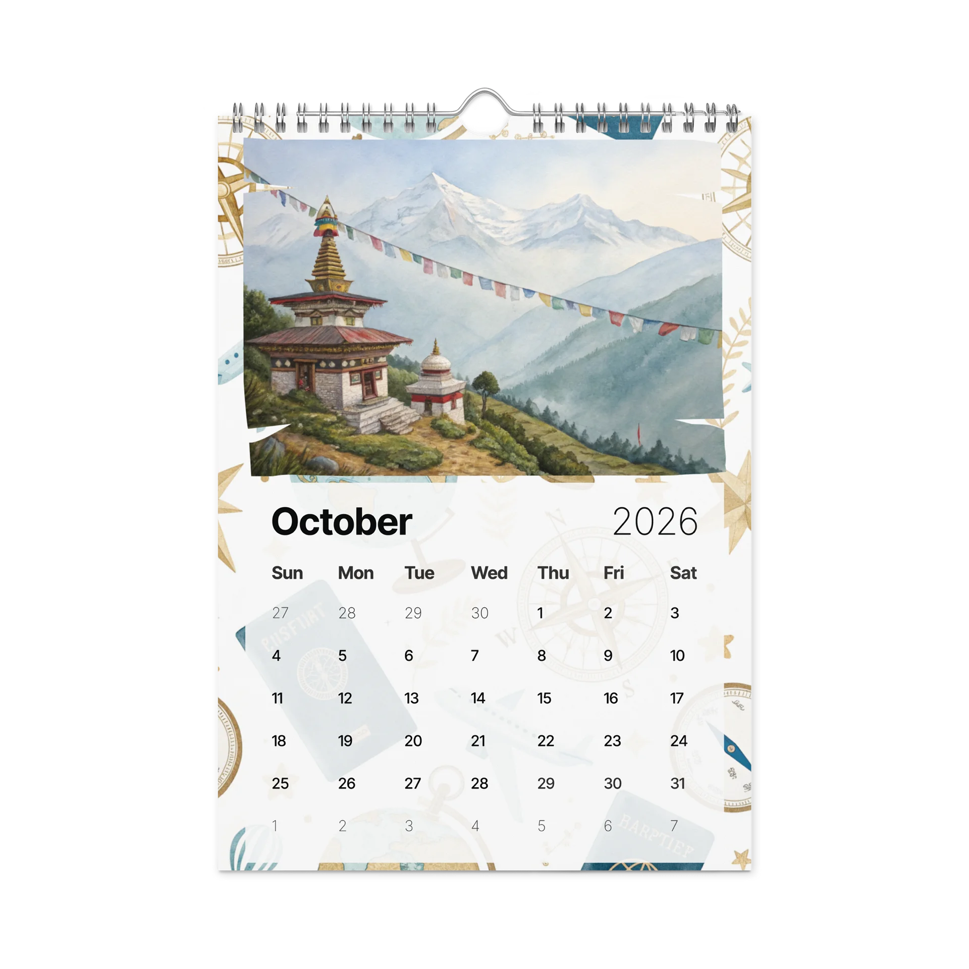World Capitals Wall Calendar 2026 – Watercolor Journey Through 12 Hidden Gems Around the Globe product image (12)
