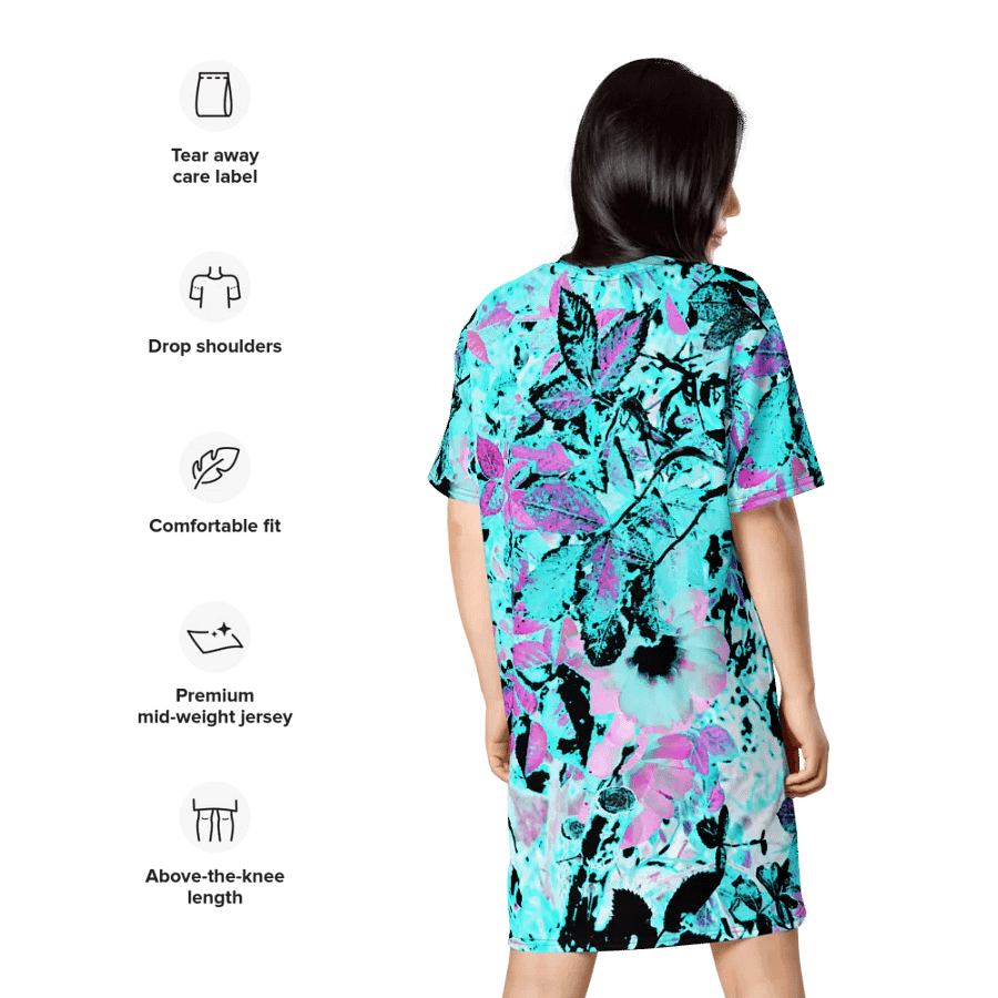 Cyan and Pink Scottish Highlands Garden Women's T Shirt Dress product image (10)
