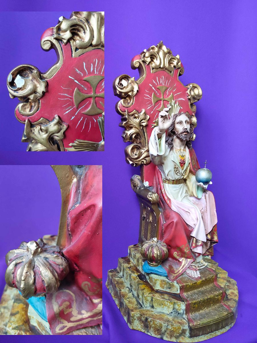 Sagrado Coração de Jesus arte Deco, Estátua Jesus Cristo Sentado, presente família, estátua religiosa product image (5)