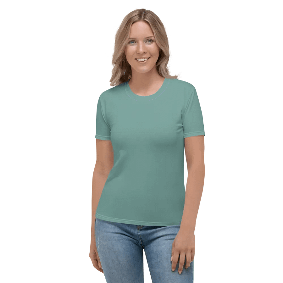 Plain Medium Teal Green Soft Summer Women's Crewneck Polyester Heavyweight Premium T-Shirt by Treasure Pie product image (3)