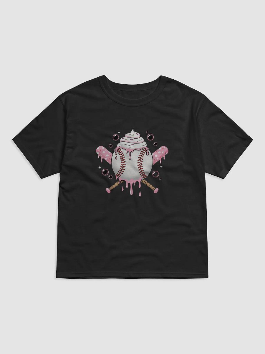 Sweet Softball Vibes T-Shirt – Cute Dripping Ice Cream Baseball & Pink Polka Dot Bats product image (1)