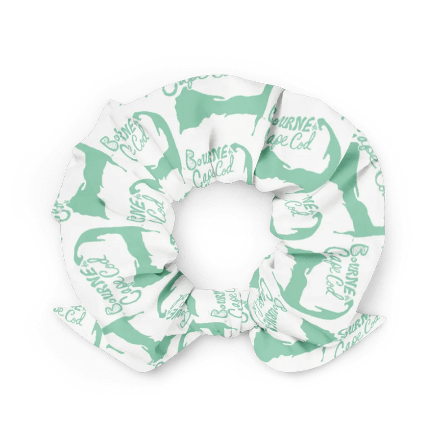 BOURNE to Cape Cod™ | Hair Tie | Coastal Chic | All-Over Logo Print | Vista Blue Green on White product image (2)