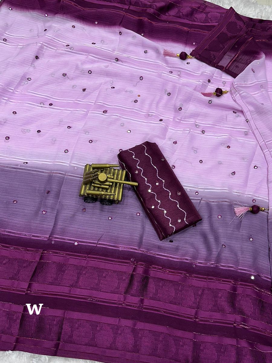 Ideal casual wear saree, featuring a beautiful touch of fancy gota patti mirror work pattern product image (6)