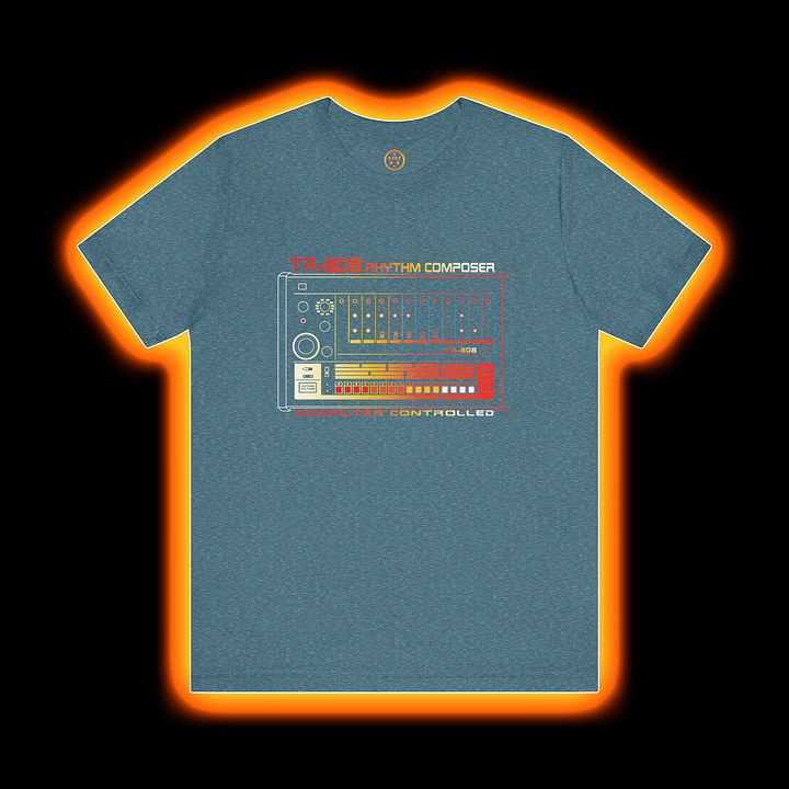 TR-808 T-Shirt - Roland 808 Rhythm Composer Drum Machine) by Vintage Voltage (COLOUR PRINT B) product image (1)
