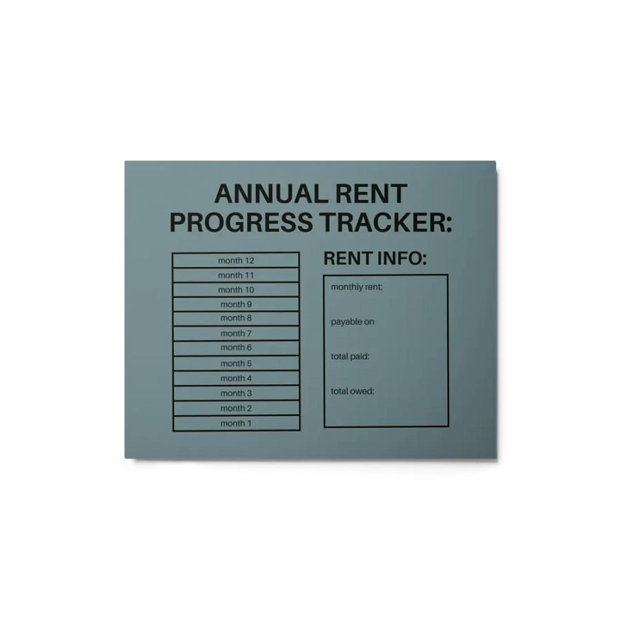 ANNUAL RENT TRACKER (black design 9) product image (1)