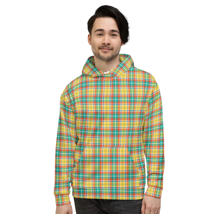 Yellow and Seafoam Green Plaid Hoodie product image (2)