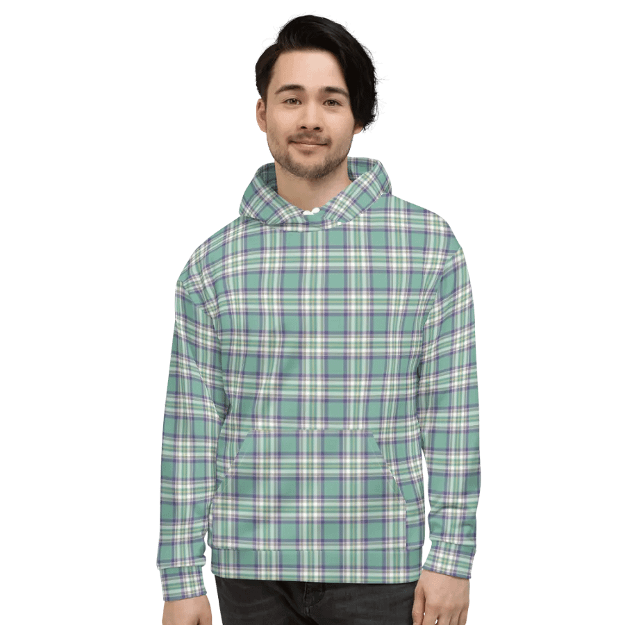 Light Green, Purple, and Yellow Plaid Hoodie product image (2)