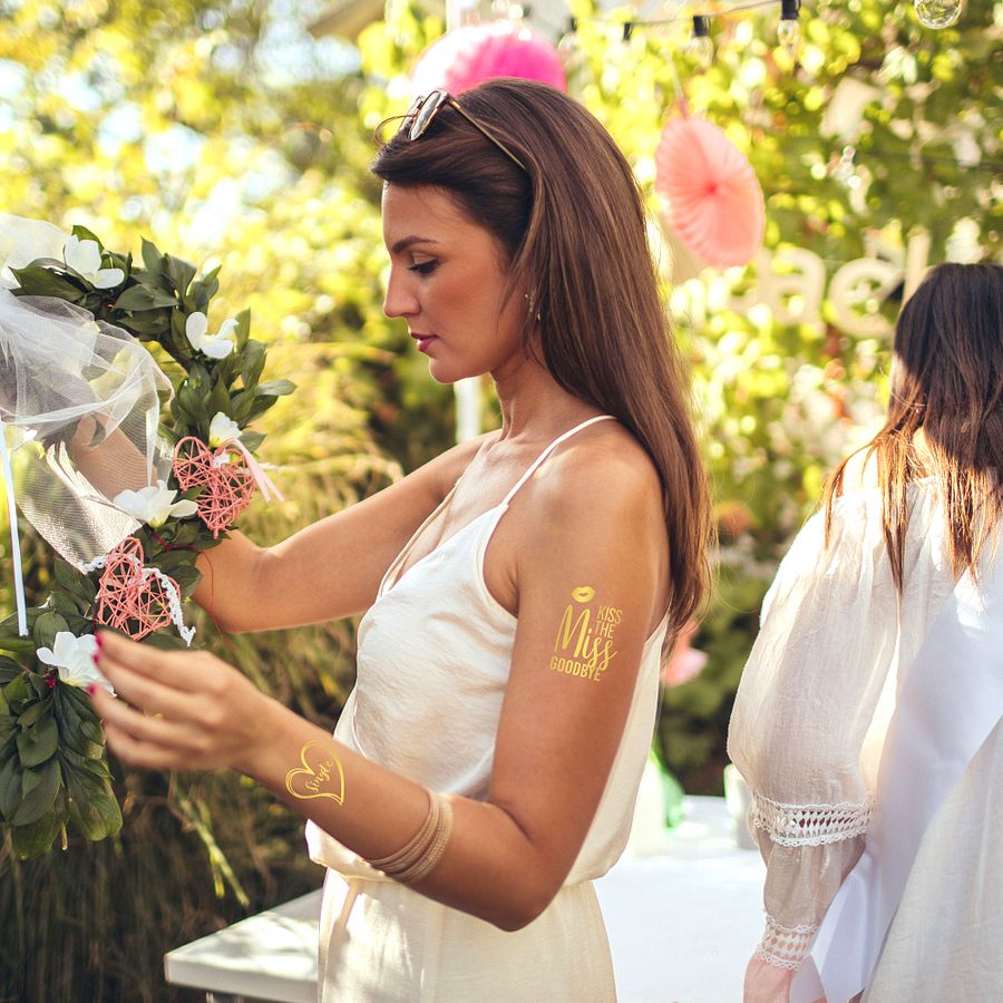 30 Pack Bride Tribe Metallic Gold Bachelorette Party Tattoos: Pack B product image (5)