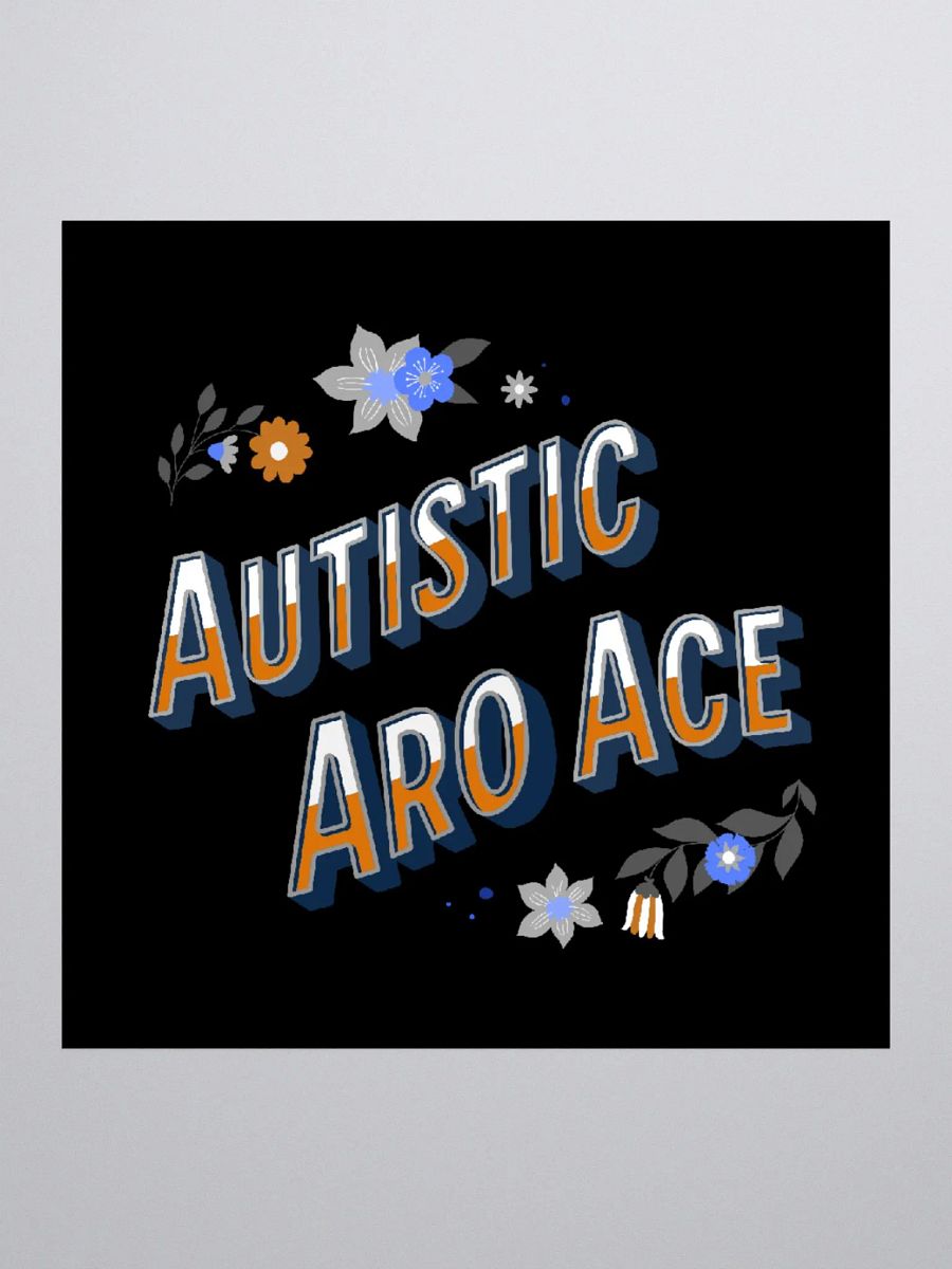Floral Autistic Aro Ace Sticker (Sunset Palette) product image (1)
