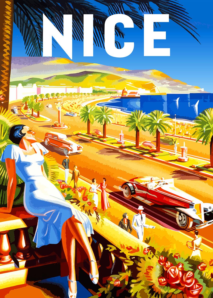 Nice, France, 1930 — retro vintage travel poster, art deco poster, art deco print, art deco wall art, vintage poster product image (4)