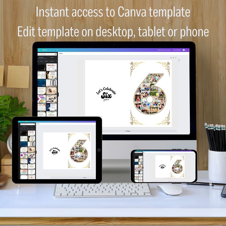 Six Year Celebration Card Photo Collage Canva Template product image (4)