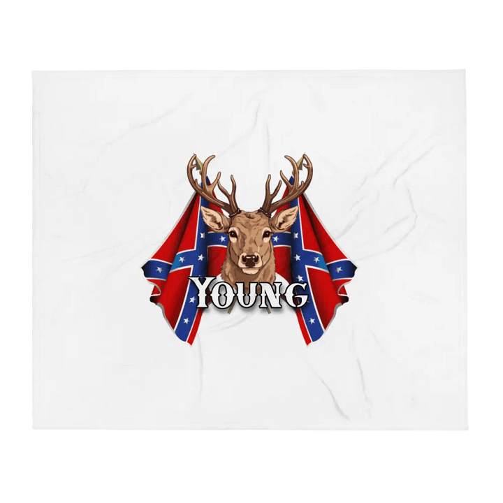 "Young" Last Name Rebel Redneck Deer - Throw Blanket product image (1)