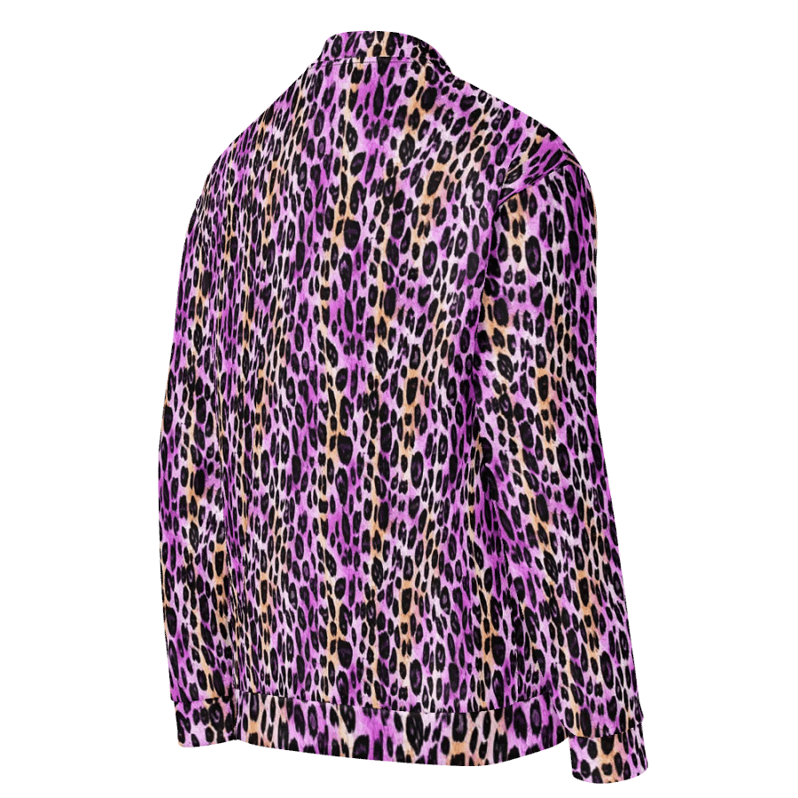 Purple Beige Leopard Bomber Jacket product image (4)
