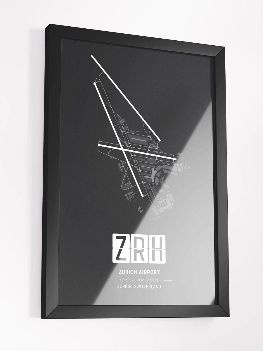 Framed Airport ZRH Premium Map On Matt Paper product image (3)