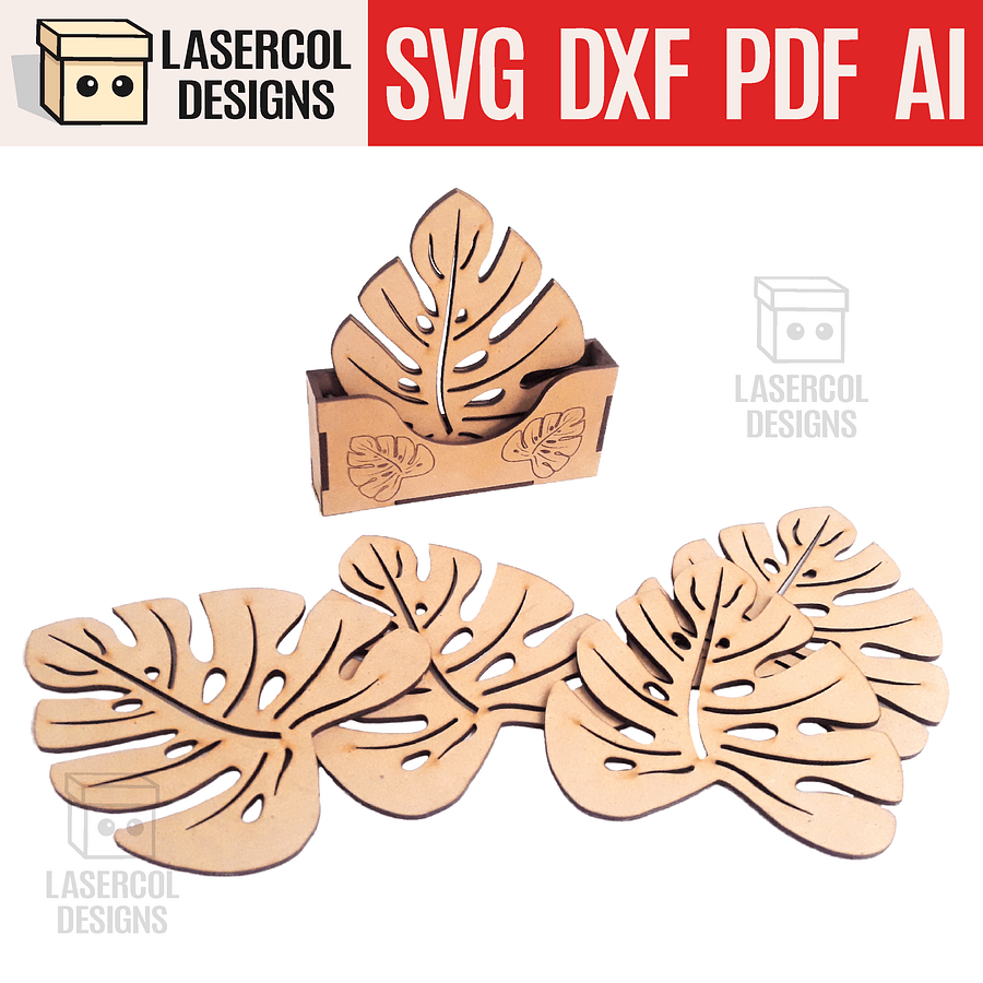 Leaf Coasters (6) Set 1 - Laser Cut Files product image (1)
