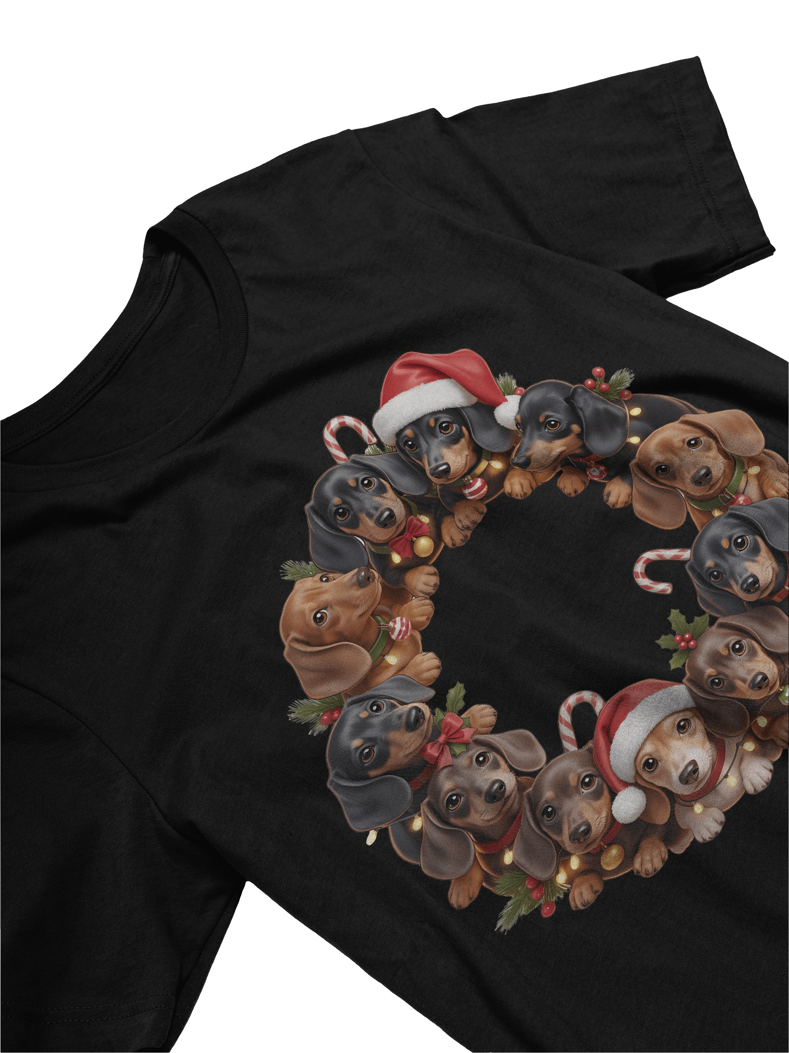 Christmas Dachshund Wreath T-Shirt product image (3)