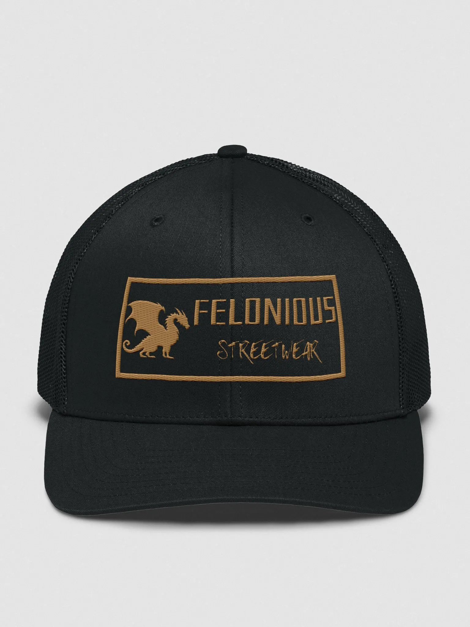 Felonious Streetwear Dragon Gold Logo Trucker Hat product image (1)