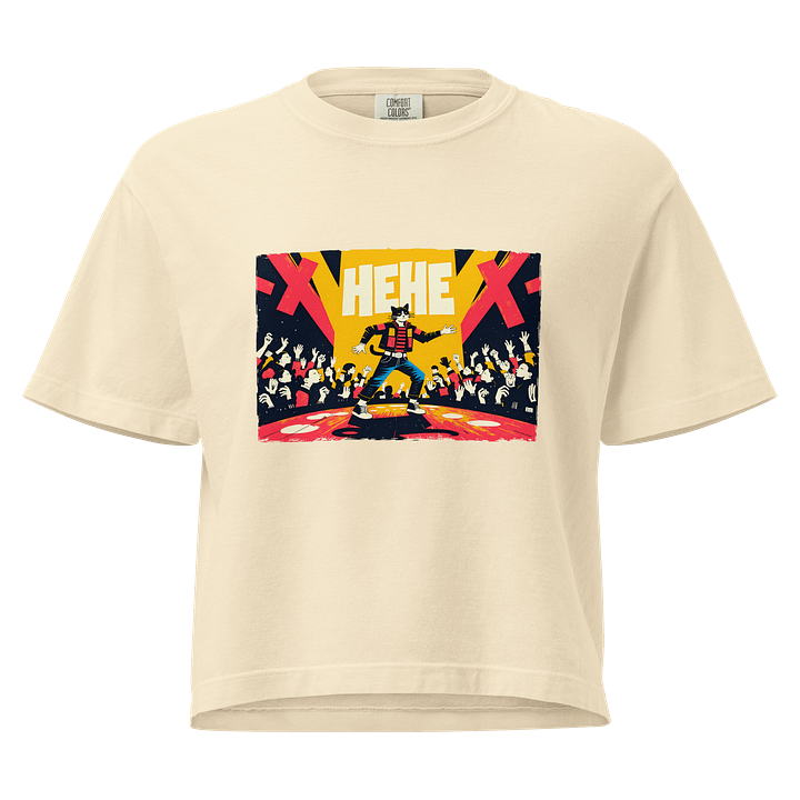 Cat Rockstar | 'X HEHE X' | Women's Heavyweight Boxy T-Shirt product image (1)