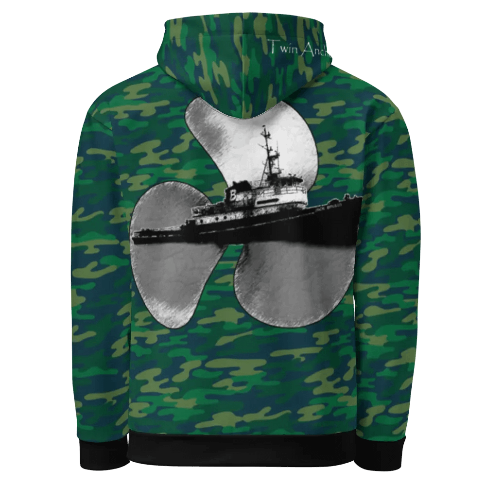 Teal Camouflage Three blade prop & Jack tug Hoodie product image (3)