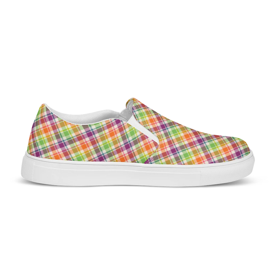 Purple, Orange, and Lime Green Plaid Women's Slip-On Shoes product image (5)
