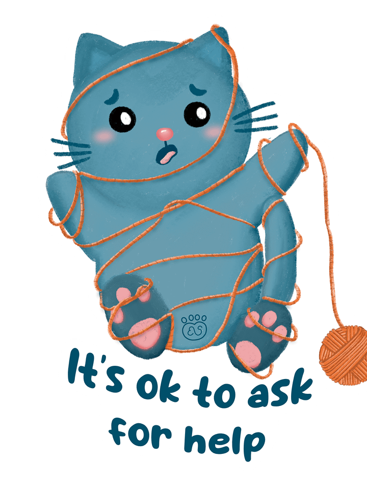 It's okay to ask for help Cat Sticker product image (1)