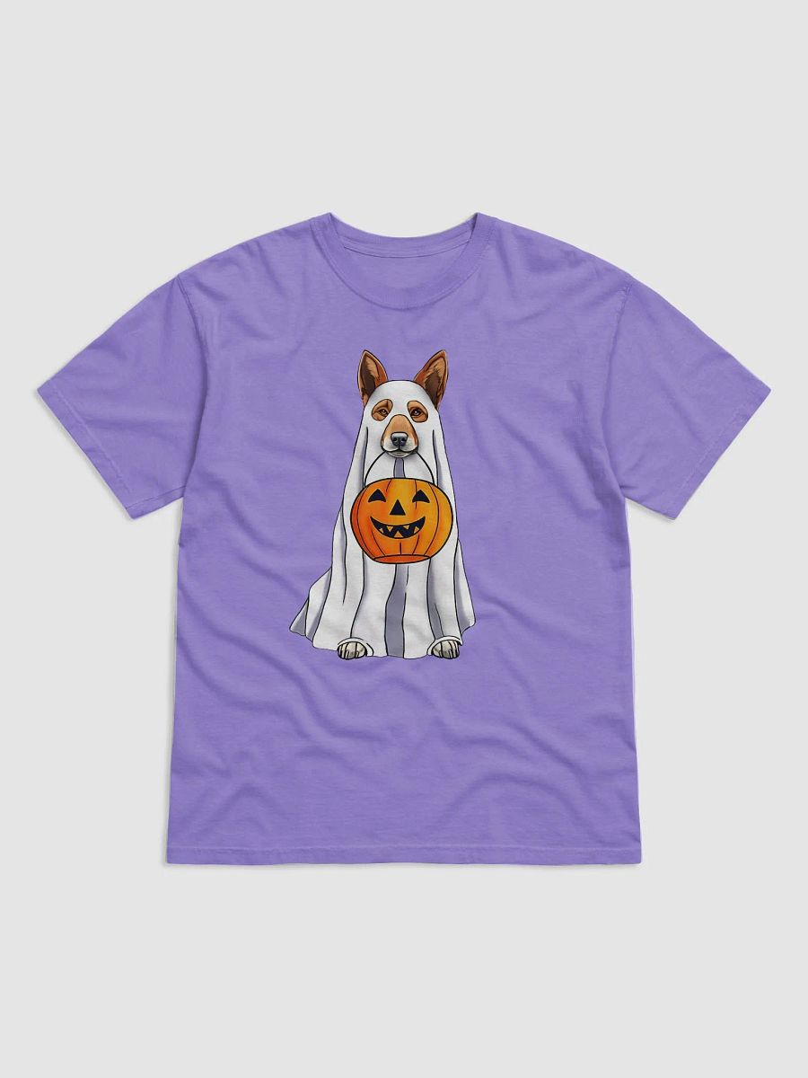 Australian Cattle Dog Halloween Tee | Funny Halloween Red Heeler Wearing a Ghost Costume with Pumpkin Basket product image (22)