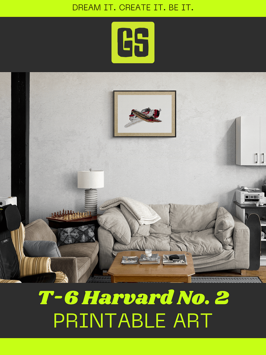 Smoking Aerobatic T-6 Harvard No 2 Digital Printable Aviation Wall Art Perfect Gift for Pilots & Enthusiasts White Background product image (3)