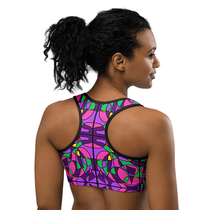 Pink Stained Glass – Colorful Pink Pattern Basic Sports Bra product image (2)