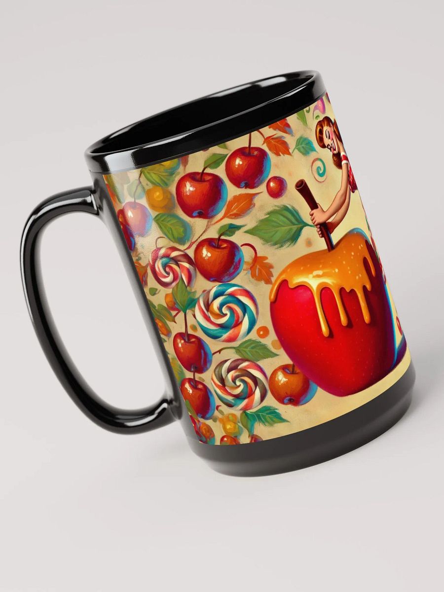Happy Caramel Apple Coffee Cup - 15 oz Black Glossy Mug product image (4)