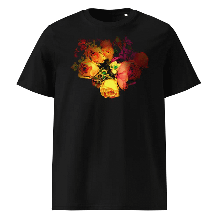 Abstract Pink and Yellow Rose Bouquet Ladies Cotton T Shirt product image (2)