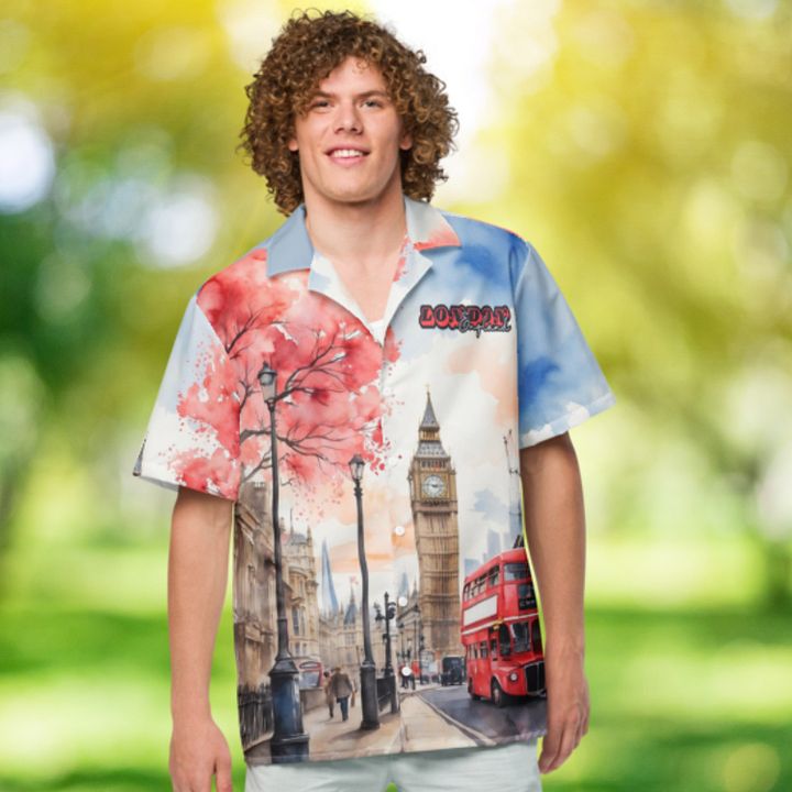 London England Watercolor All Over Print Hawaiian Shirt product image (1)