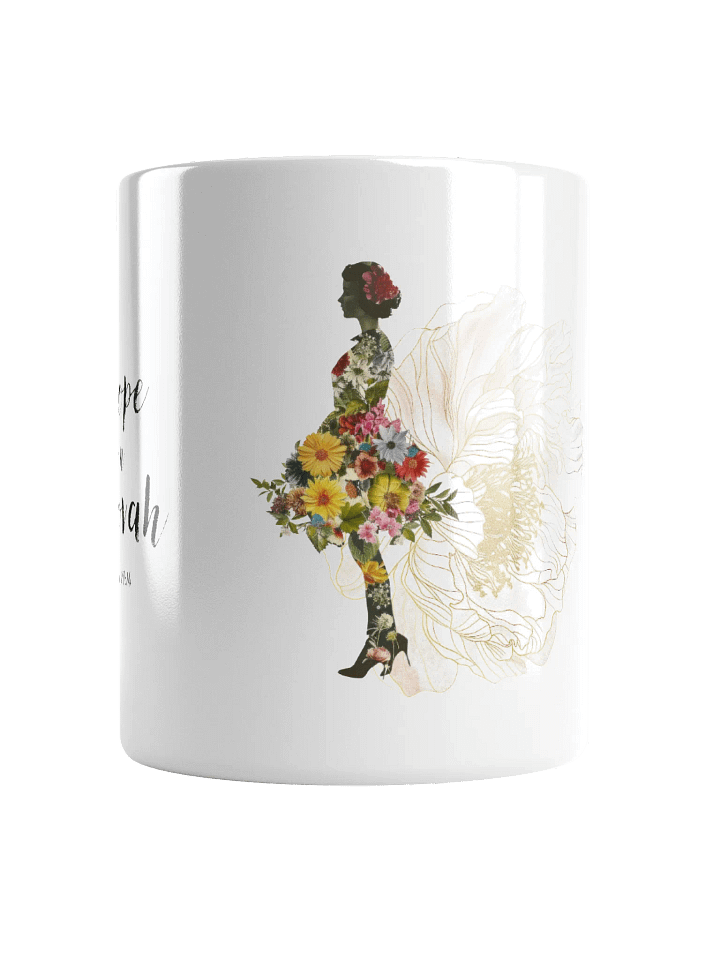 "Hope in Jehovah" | Psalm 27:14 | Lady Floral Collage White Glossy Mug product image (1)