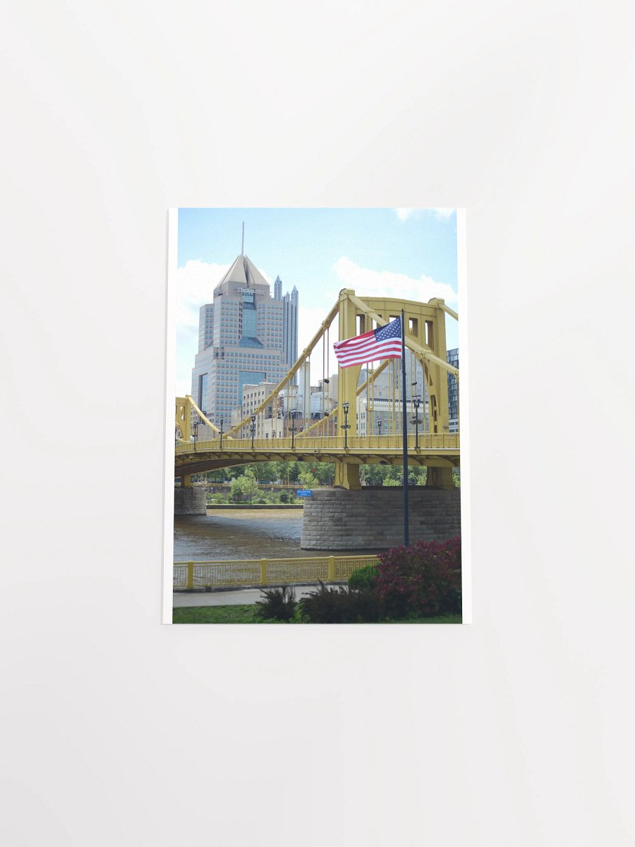 Pittsburgh - Highmark Building, Roberto Clemente Bridge and U.S. Flag - print/poster product image (4)