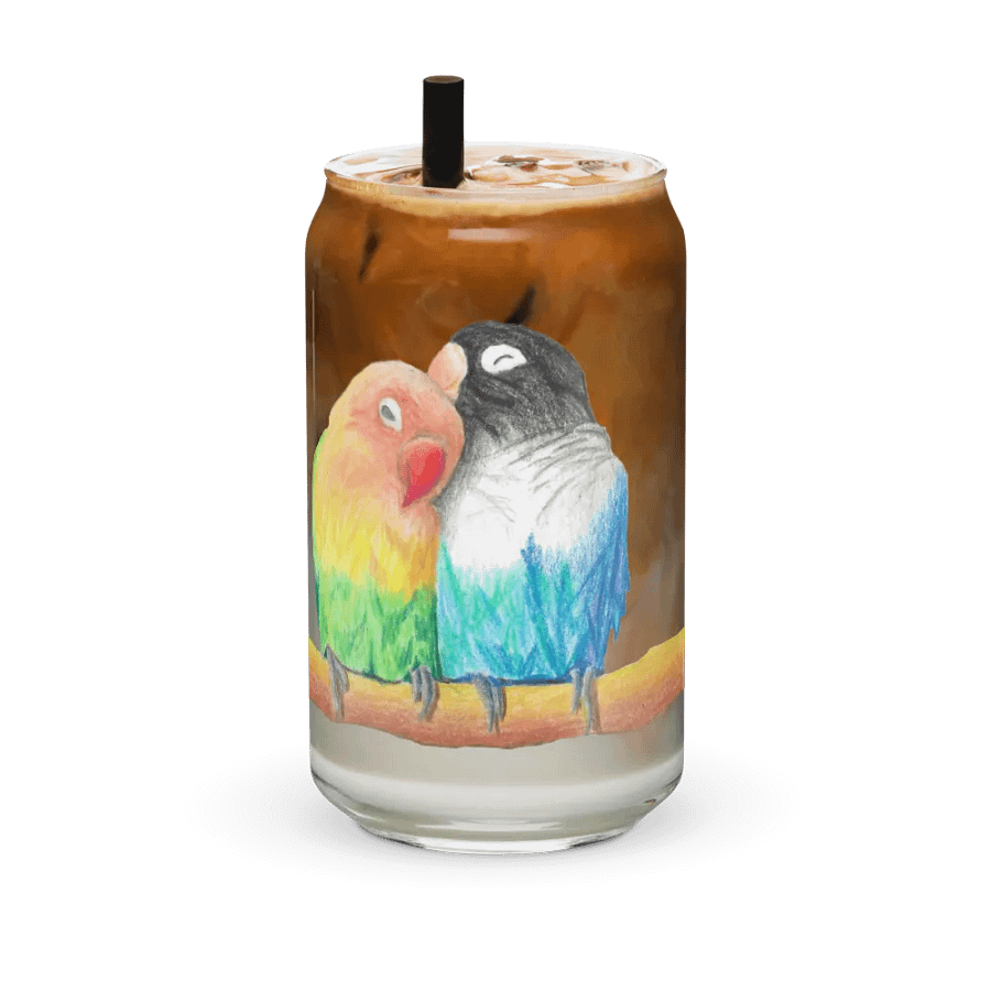 Lovebirds Drawing Glass Can Cup product image (36)