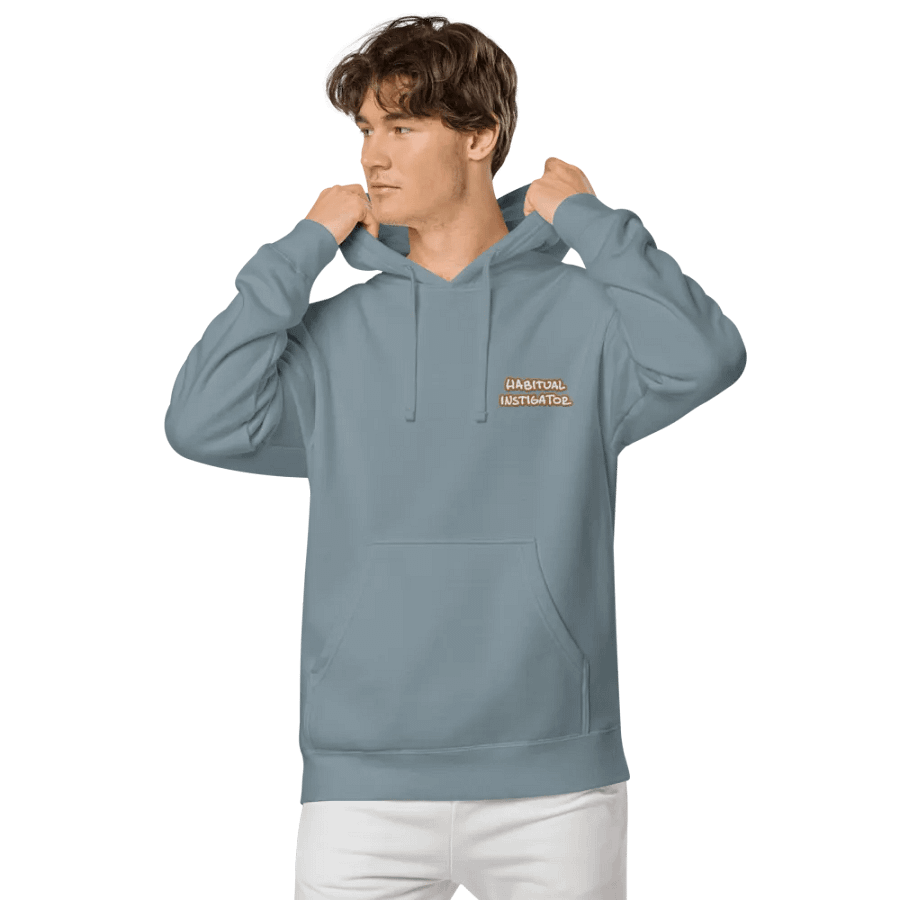 Habitual Instigator (L.C. brown bubble design 2) embroidered pigment hoodie product image (6)