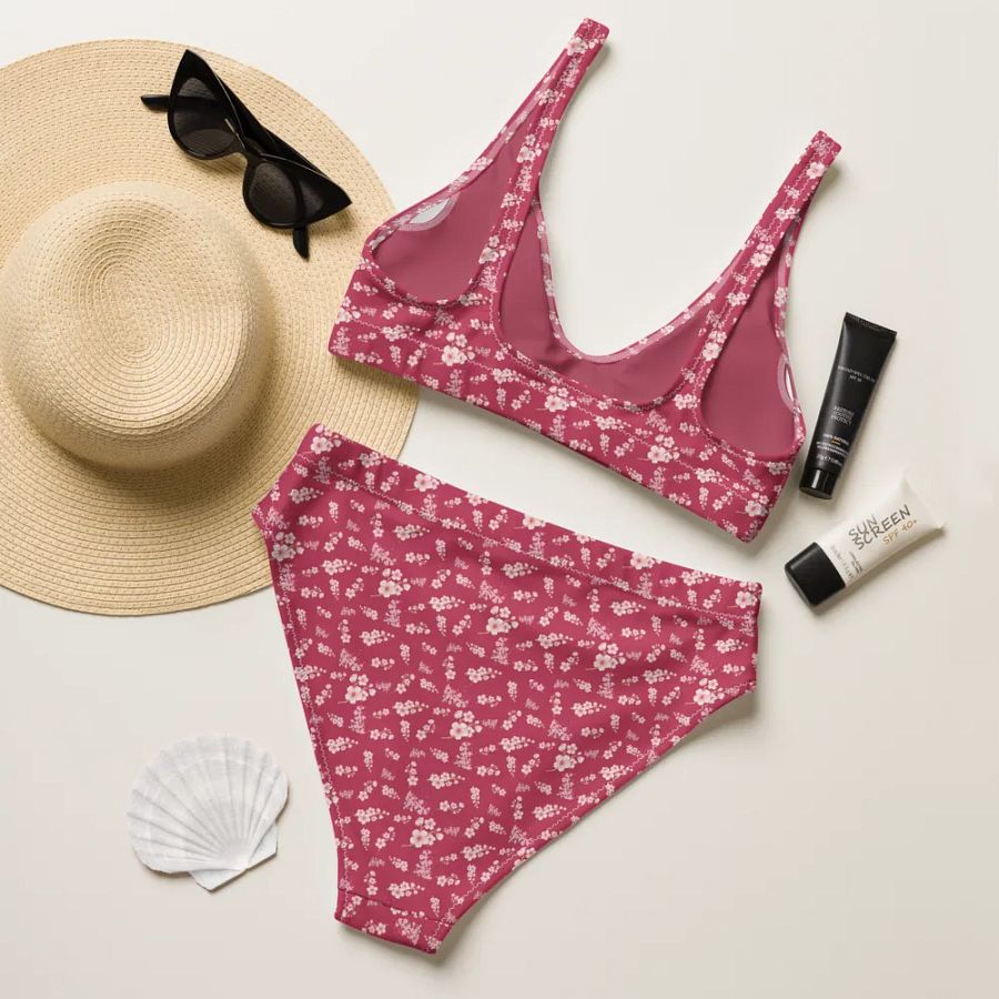 Cherry Blossoms on Magenta Two-Piece Eco-Green Bikini Swimsuit product image (8)